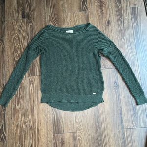 Womens forest green thick cable knit Hollister sweater.